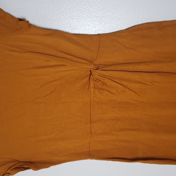 Liz Claiborne mustard yellow maxi dress with slit, twist detail, women's size sm - Picture 4 of 8